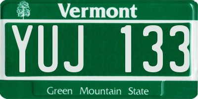 VT license plate YUJ133