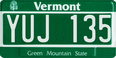 VT license plate YUJ135