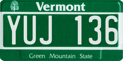 VT license plate YUJ136
