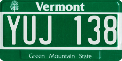 VT license plate YUJ138