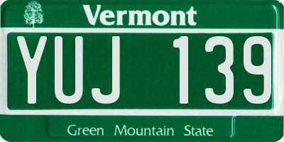 VT license plate YUJ139