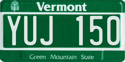 VT license plate YUJ150