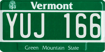 VT license plate YUJ166