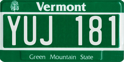 VT license plate YUJ181