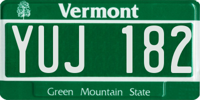 VT license plate YUJ182