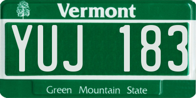 VT license plate YUJ183