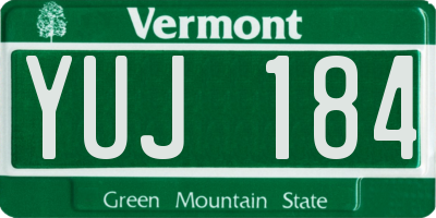 VT license plate YUJ184