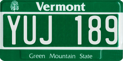 VT license plate YUJ189