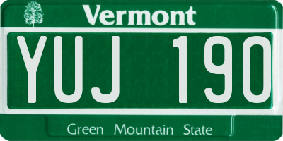 VT license plate YUJ190