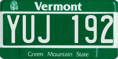 VT license plate YUJ192