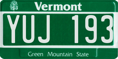 VT license plate YUJ193