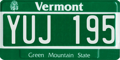 VT license plate YUJ195