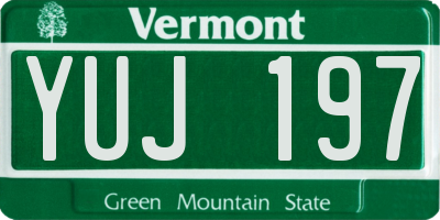 VT license plate YUJ197