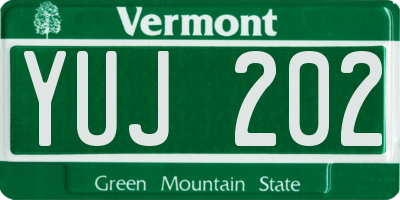 VT license plate YUJ202