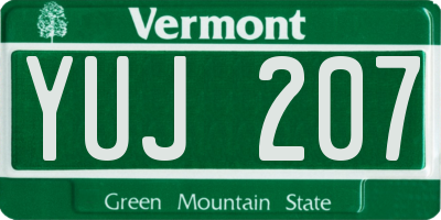 VT license plate YUJ207