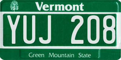 VT license plate YUJ208