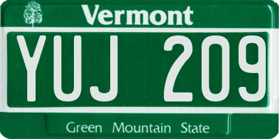 VT license plate YUJ209