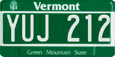 VT license plate YUJ212