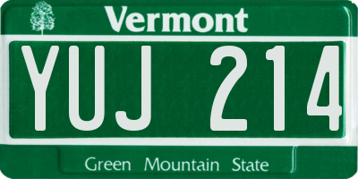 VT license plate YUJ214