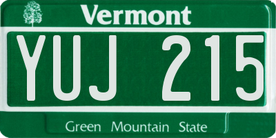 VT license plate YUJ215
