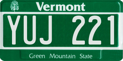 VT license plate YUJ221
