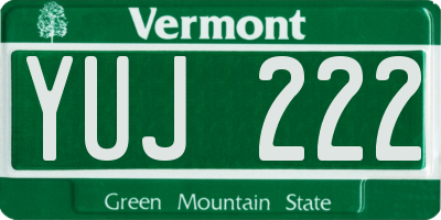 VT license plate YUJ222