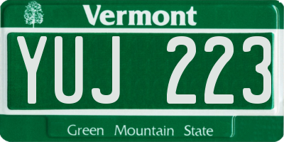 VT license plate YUJ223