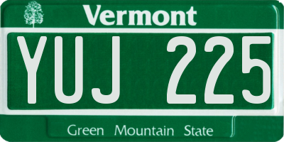 VT license plate YUJ225