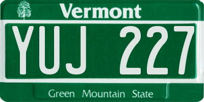 VT license plate YUJ227