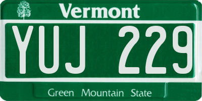 VT license plate YUJ229