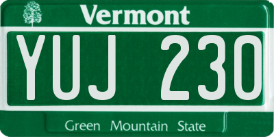 VT license plate YUJ230