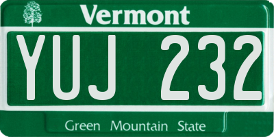 VT license plate YUJ232