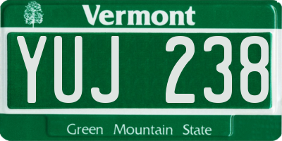 VT license plate YUJ238