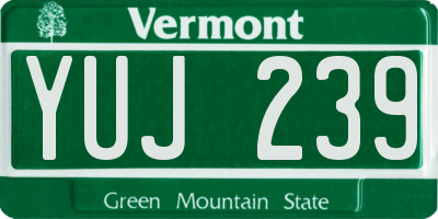 VT license plate YUJ239