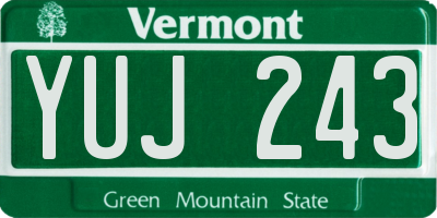 VT license plate YUJ243