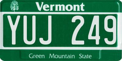 VT license plate YUJ249