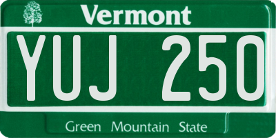 VT license plate YUJ250
