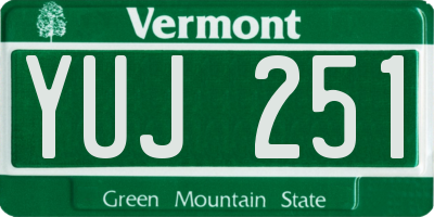 VT license plate YUJ251