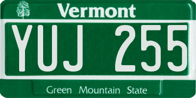 VT license plate YUJ255