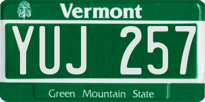 VT license plate YUJ257