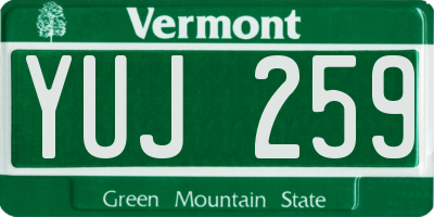 VT license plate YUJ259