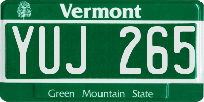 VT license plate YUJ265