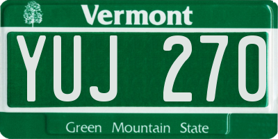 VT license plate YUJ270