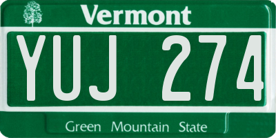 VT license plate YUJ274
