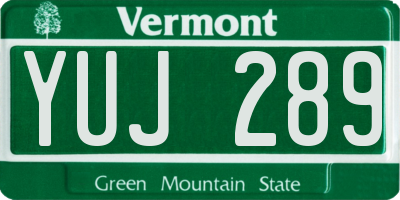 VT license plate YUJ289