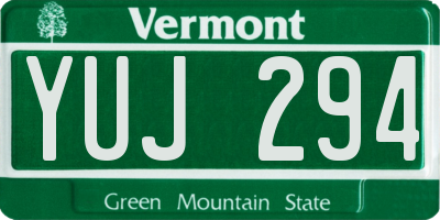 VT license plate YUJ294