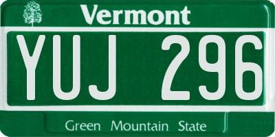VT license plate YUJ296