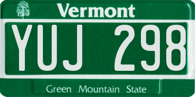 VT license plate YUJ298