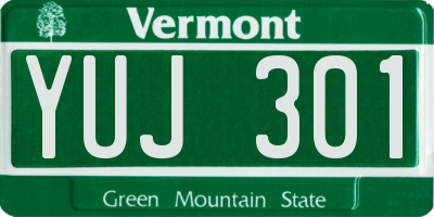 VT license plate YUJ301