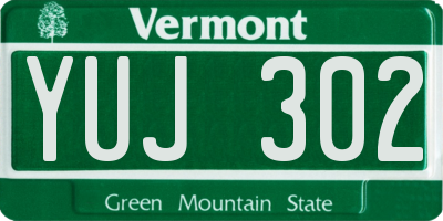 VT license plate YUJ302